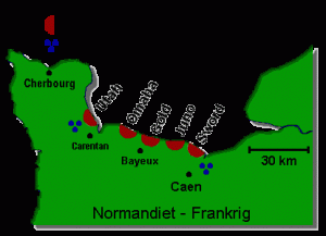 Kort - D-dag - Invasionskysten i Normandiet